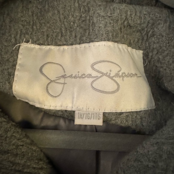Jessica Simpson Grey Zip, Snap, Toggle Closure Hooded Pea Coat• 1X - Picture 4 of 6